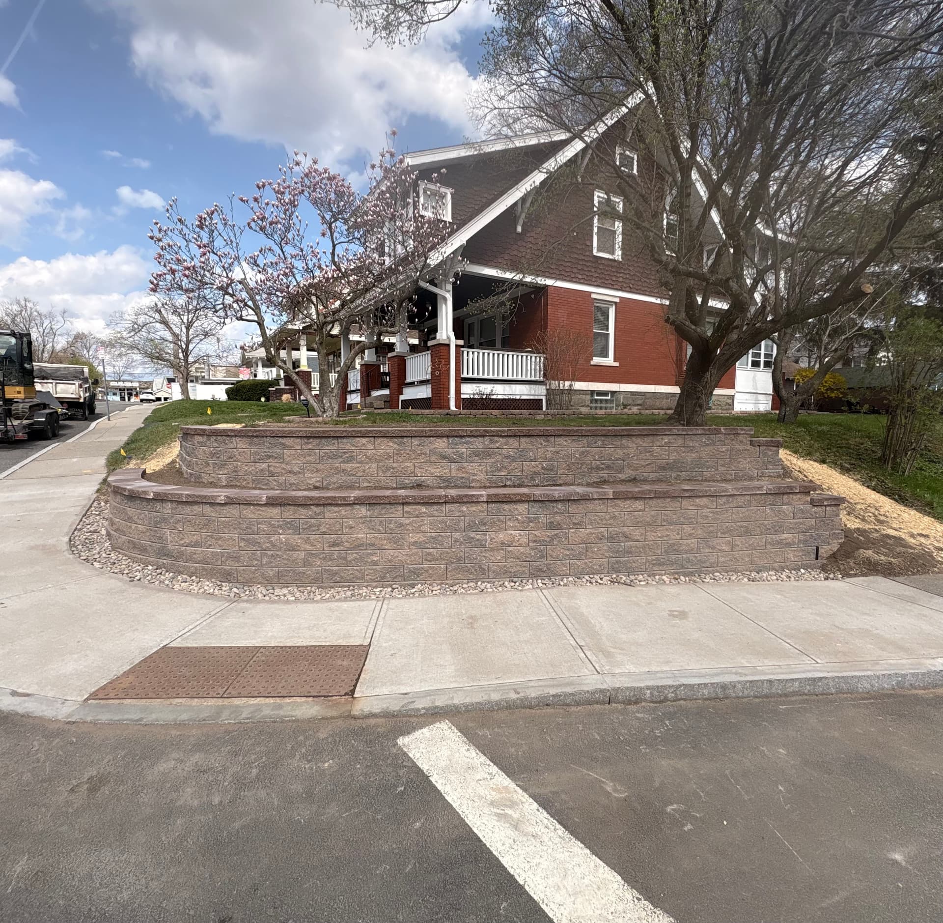 Gallery photos for Tiered Retaining Wall Built for a Corner Lot in Schenectady: Image #2